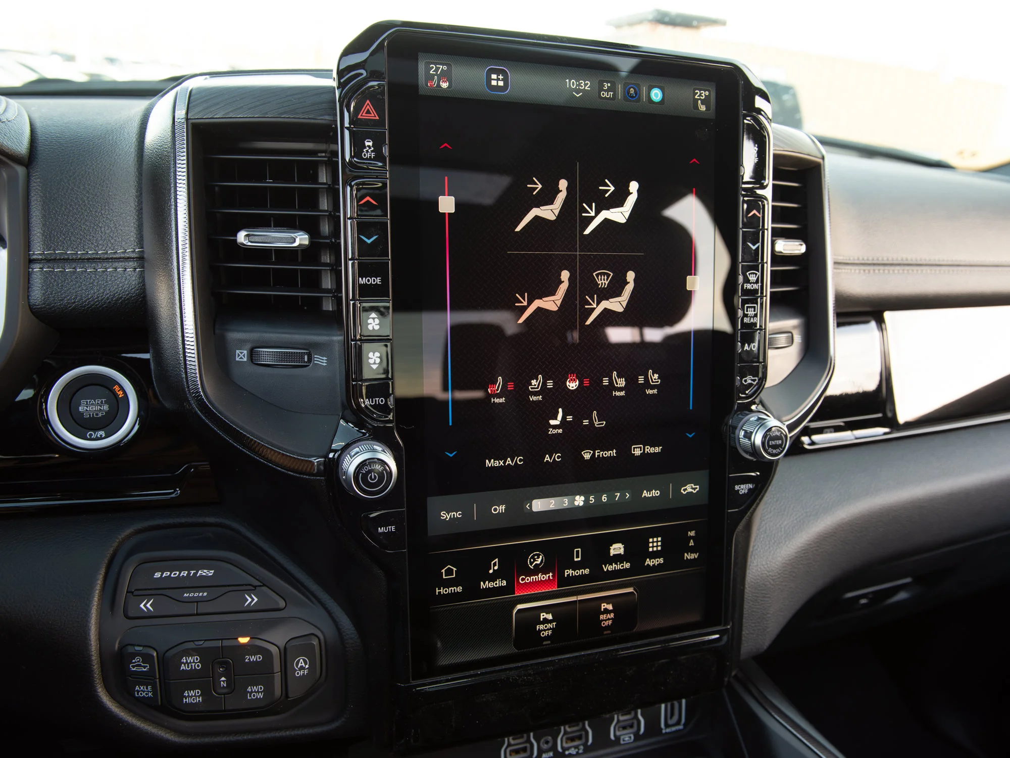 New 2026 White RAM Rebel G/T* Crew Cab 4x4, Pano Sunroof, Passive Cold End Exhaust, Passenger Screen image 18