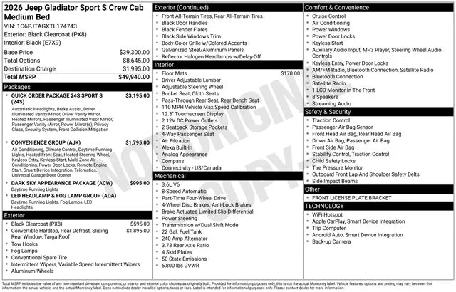 New 2026 Black Jeep Sport S image 43
