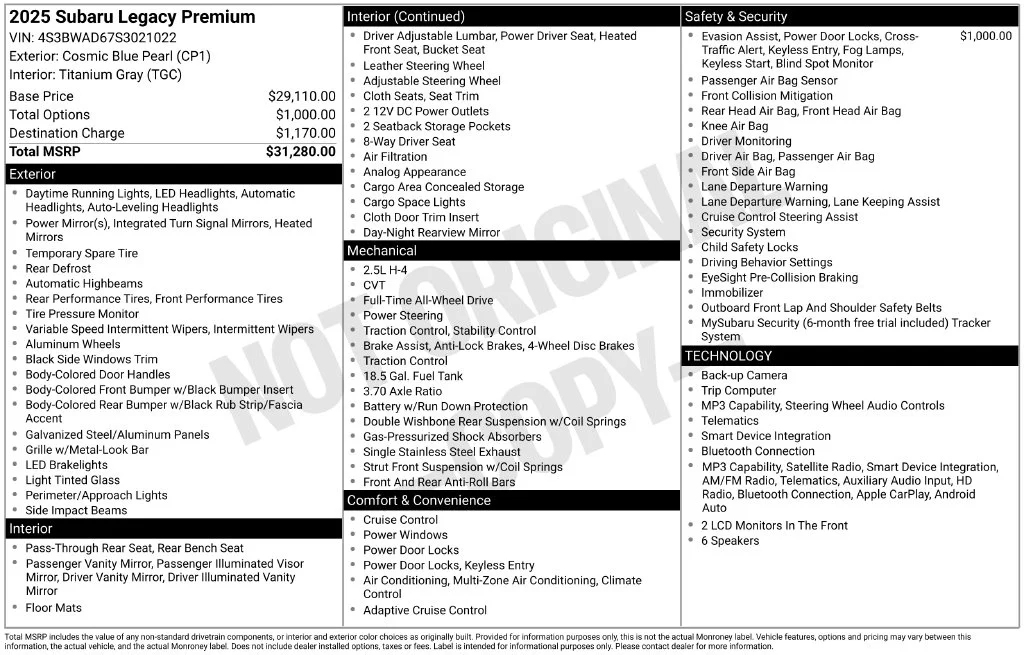 Used 2025 Blue Subaru Premium image 7