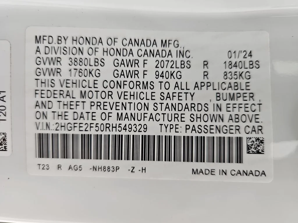 Certified Used 2024 Platinum White Pearl Honda Sport image 42