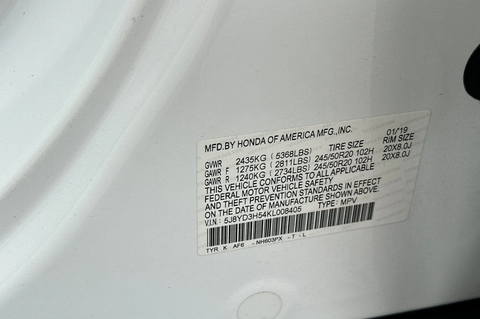 Used 2019 White Acura 3.5L Technology Package image 30