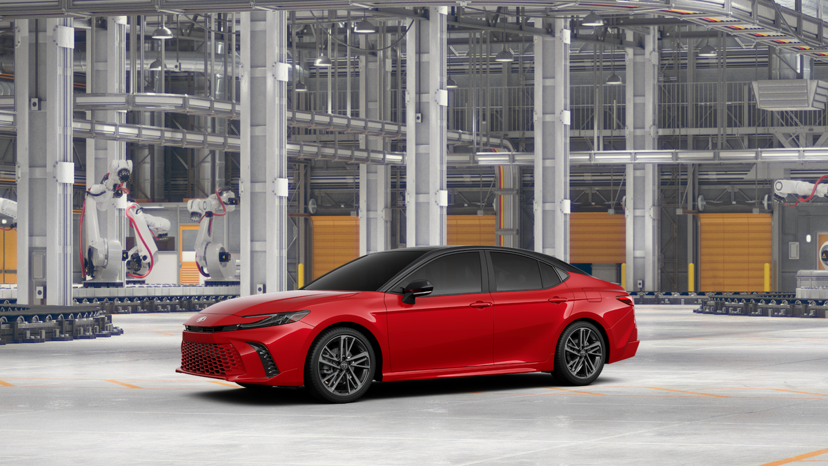 New 2027 Supersonic Red with Midnight Black Metallic roof Toyota XSE image 2