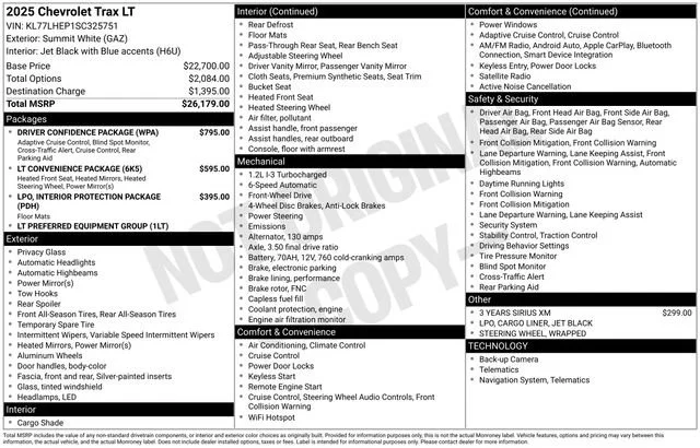 New 2025 Summit White Chevrolet LT image 4
