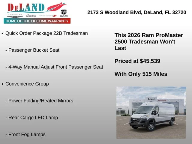 New 2026 Bright White Clear-Coat Exterior Paint RAM High Roof image 6