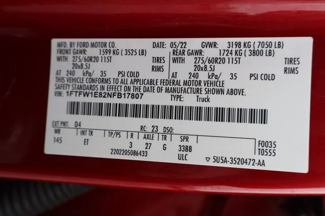 Used 2022 Red Metallic Ford Lariat image 30