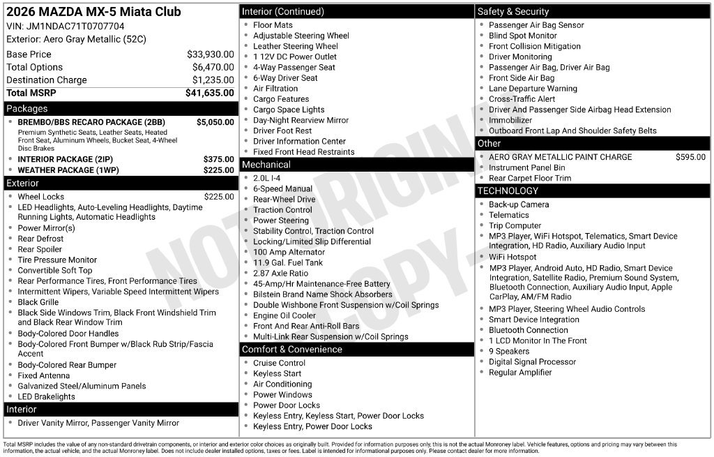 New 2026 Aero Gray Metallic Mazda Club image 3