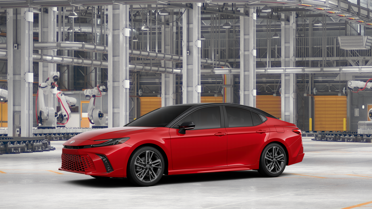 New 2026 Supersonic Red with Midnight Black Metallic roof Toyota XSE image 2