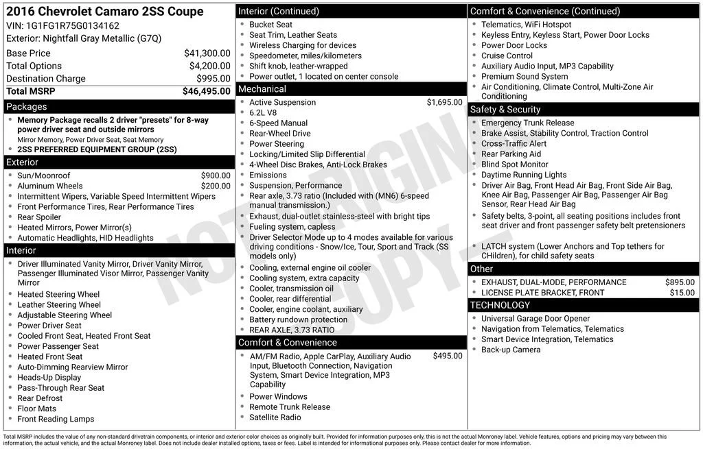 Used 2016 NIGHTFALL GRAY METALLIC Chevrolet 2SS image 2