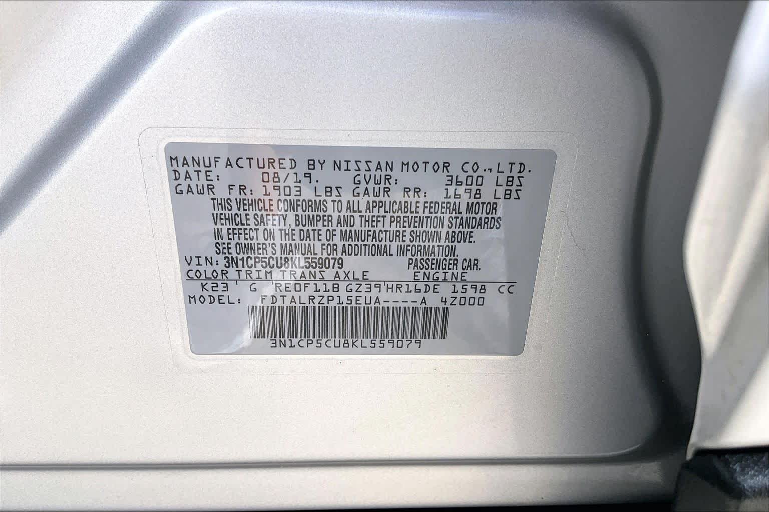 Used 2019 Brilliant Silver Metallic Nissan S image 34
