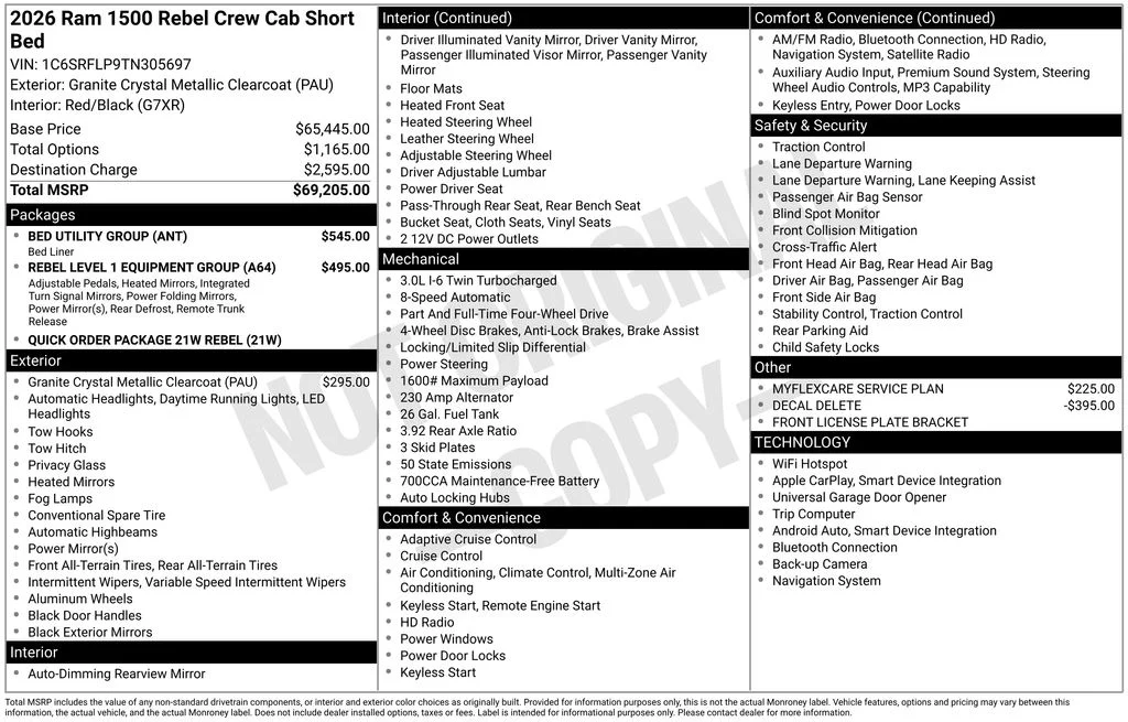 New 2026 Granite Crystal Metallic Clear-Coat Exterior Paint RAM Rebel image 6