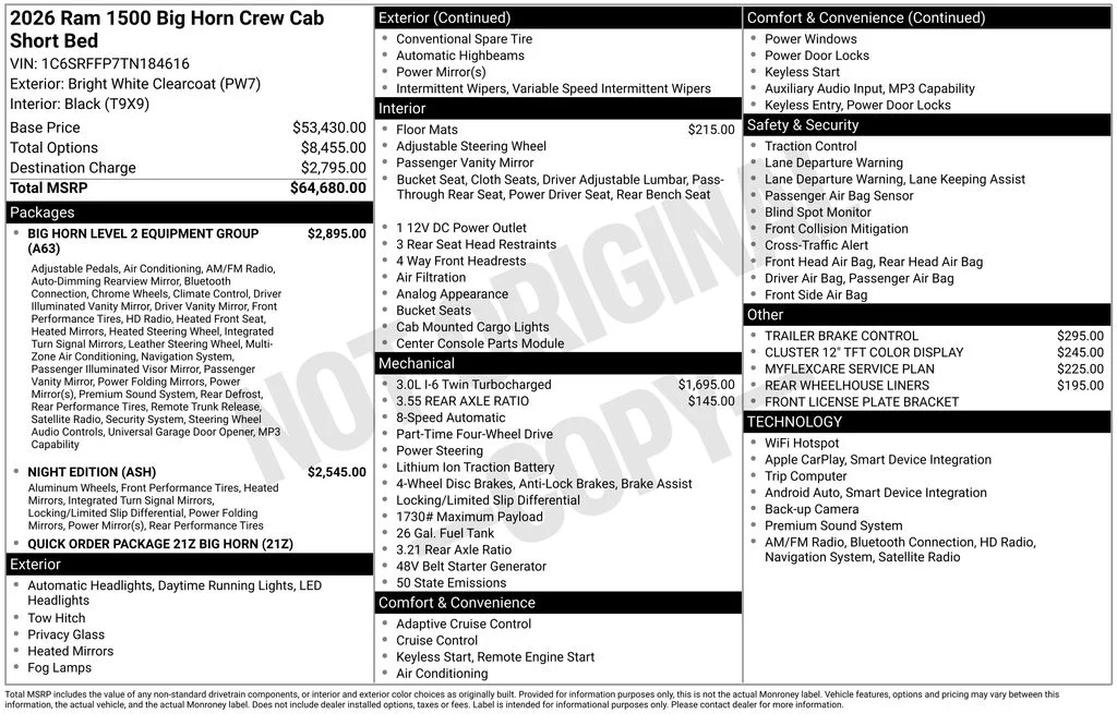 New 2026 Bright White Clearcoat Ram Big Horn/Lone Star image 7