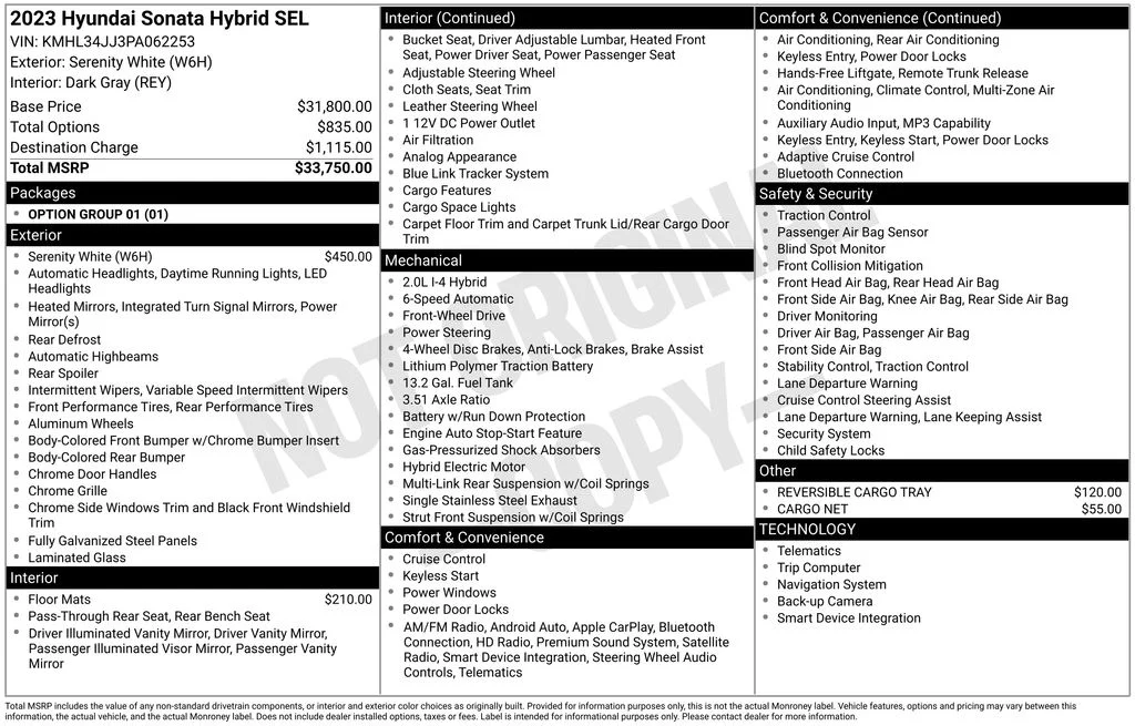 Used 2023 White Hyundai SEL image 16