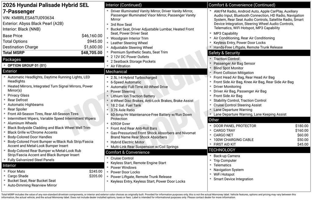 New 2026 Abyss Black Hyundai SEL 7P image 41