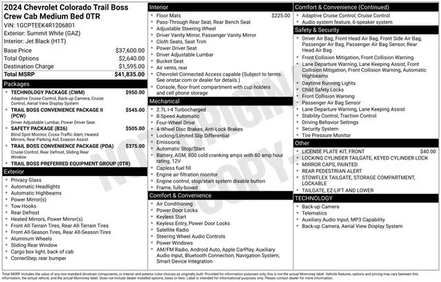 Certified Used 2024 White Chevrolet Trail Boss image 41