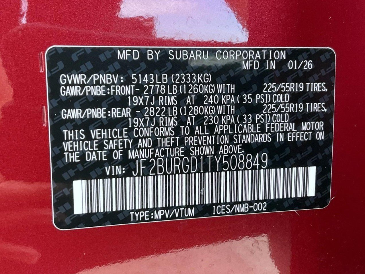 Used 2026 Red Subaru Limited XT image 26