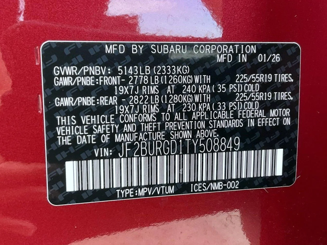Used 2026 Red Subaru Limited XT image 26