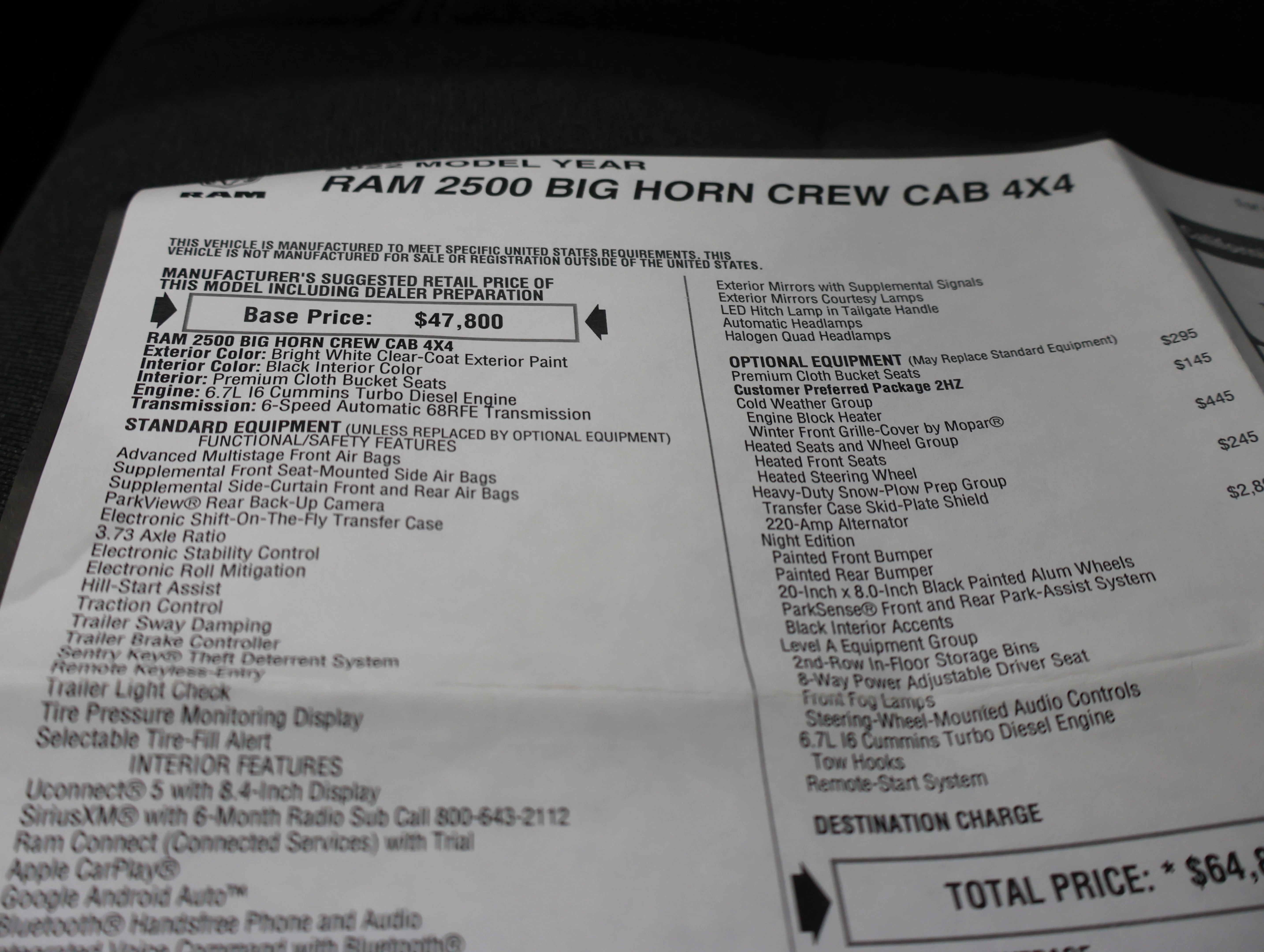 Used 2022 Bright White Clearcoat Ram Big Horn image 58
