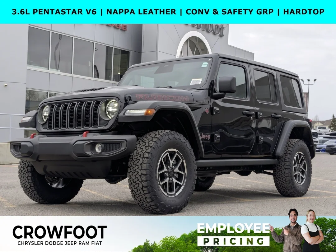 New 2026 Black Jeep Rubicon - - Nappa Leather - Convenience Grp - Safety Grp - 3-Piece Hardtop & More! image 1
