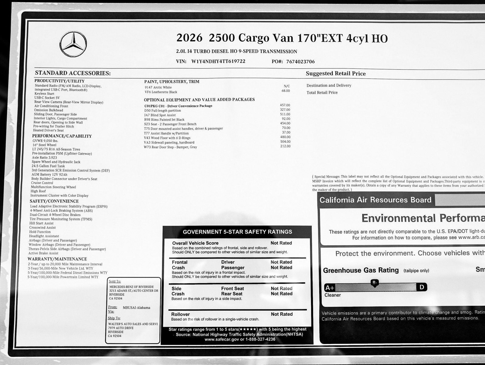 New 2026 Arctic White Mercedes-Benz 2500 High Roof I4 Diesel HO 170 Extended RWD image 23