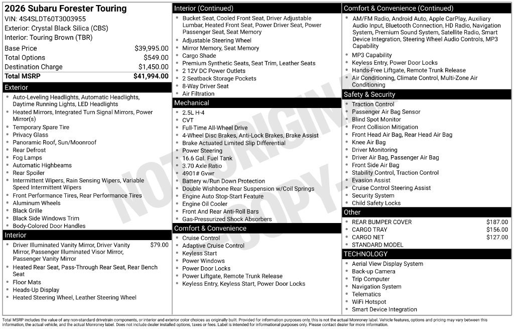 Used 2026 Crystal Black Silica Subaru Touring image 4