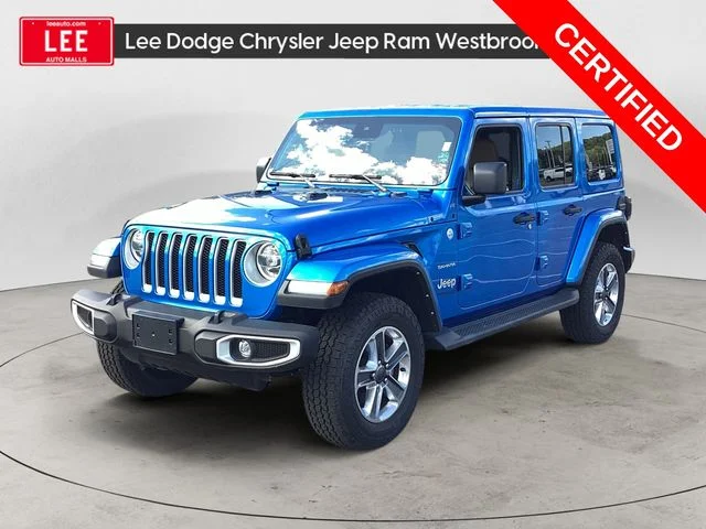 Used 2021 Blue Pearl Jeep Unlimited Sahara image 1