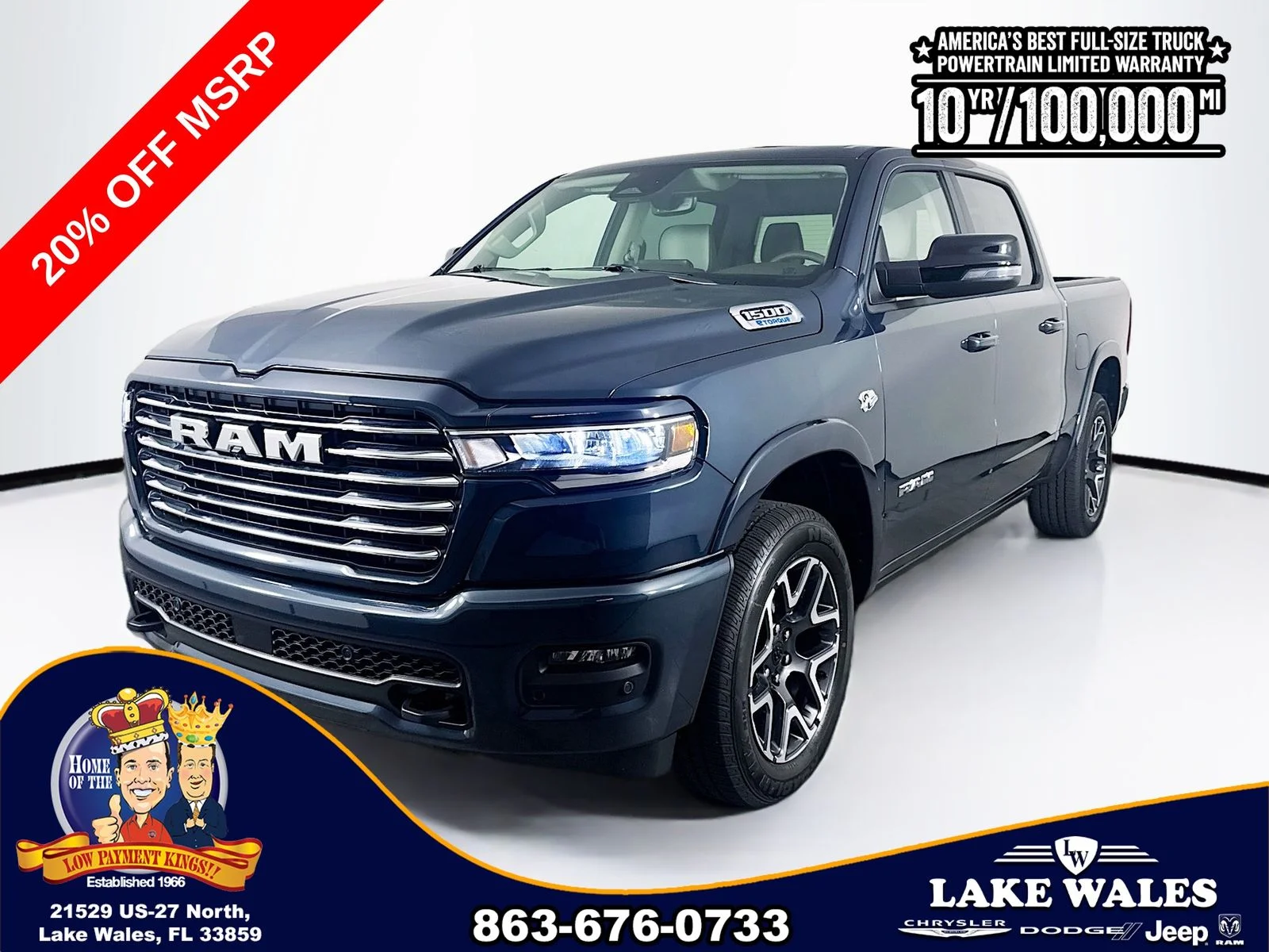 New 2026 Forged Blue Metallic Exterior Paint RAM Laramie image 3