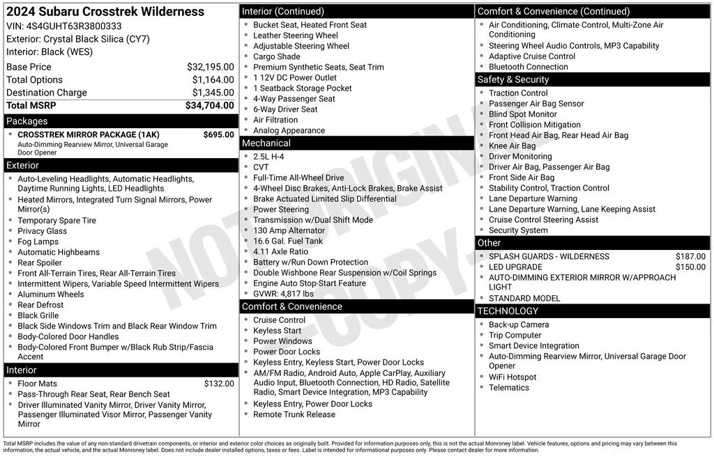Used 2024 Black Subaru Wilderness image 3