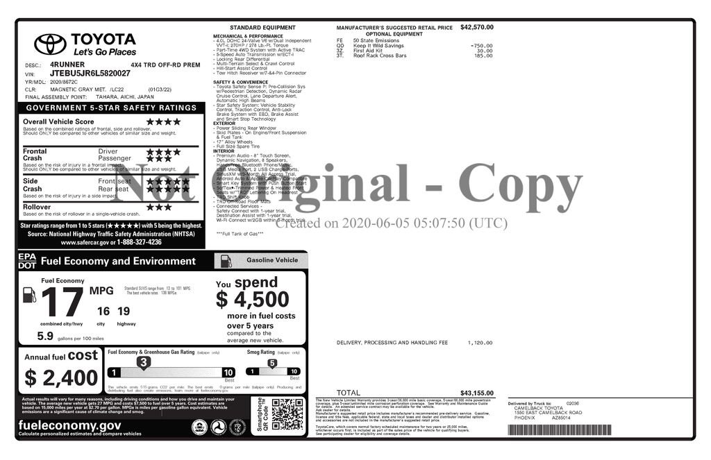 Used 2020 Gray Toyota TRD Off-Road Premium image 4