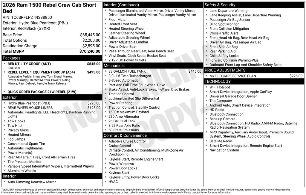 New 2026 Hydro Blue Pearl-Coat Exterior Paint RAM Rebel image 7