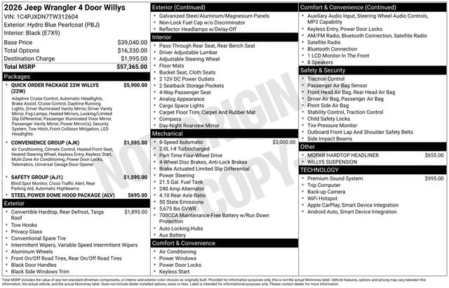 New 2026 Hydro Blue Pearl-Coat Exterior Paint Jeep Willys image 2