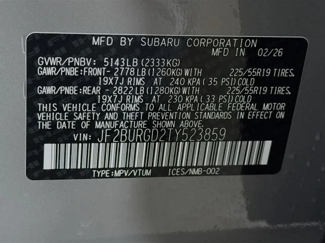 New 2026 RIVER ROCK PEARL Subaru Limited XT image 43