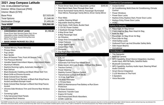 Used 2021 White Jeep Latitude image 2