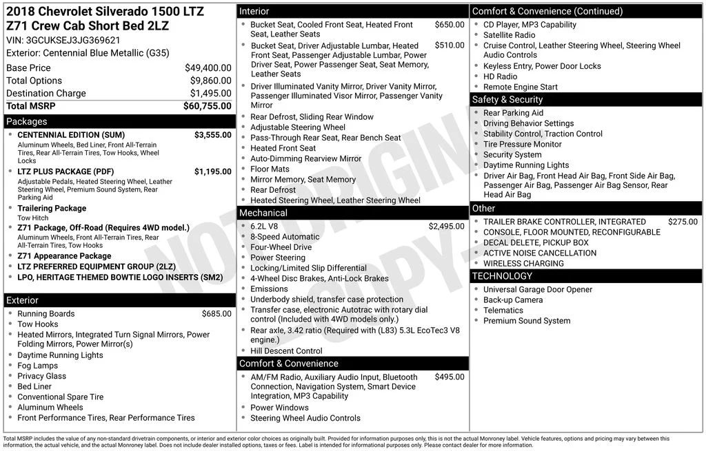 Used 2018 Centennial Blue Metallic Chevrolet LTZ image 2