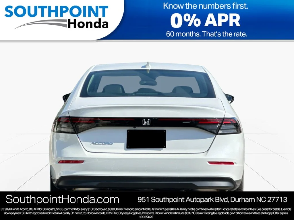 New 2026 Platinum White Pearl Honda LX image 5