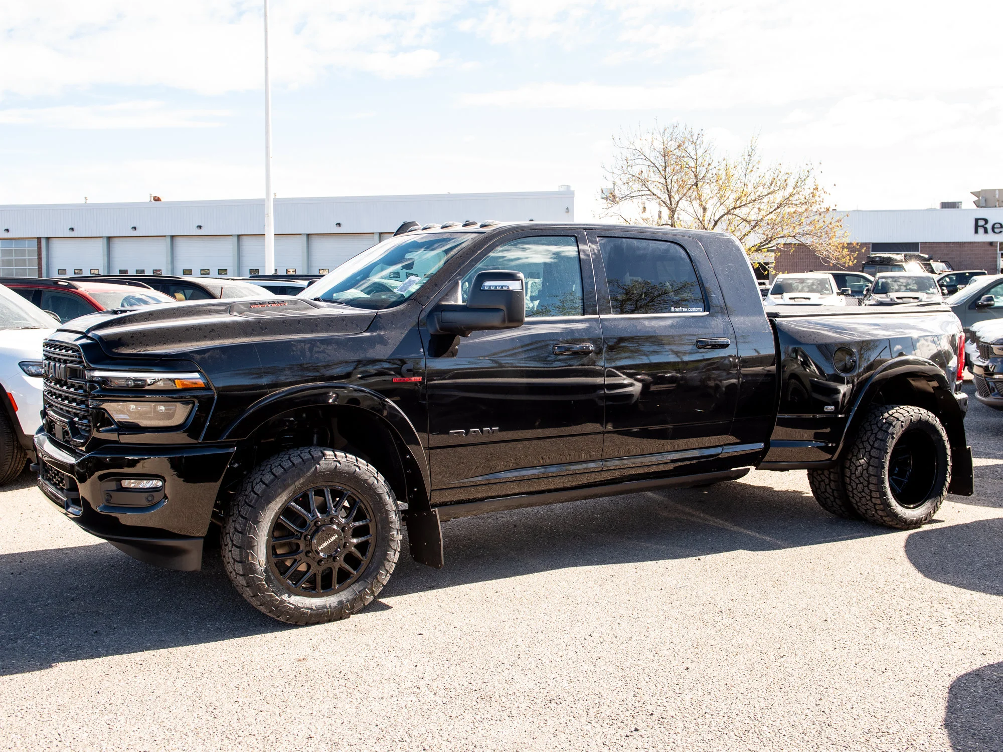 Used 2026 Black RAM Limited* Mega Cab Dually, 20 Inch Mayhem Wheels, 33 Inch Tires, Trigger Industries Mudflaps image 3