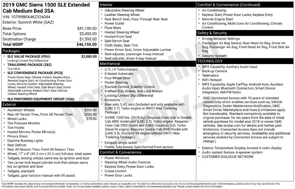 Used 2019 White GMC SLE image 2