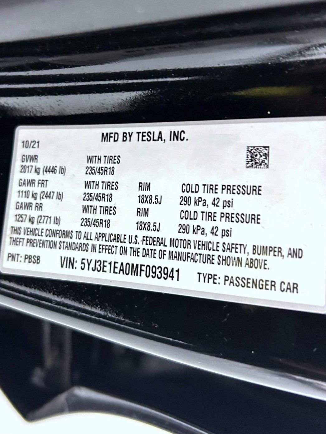 Used 2021 Black Tesla Standard Range Plus image 25