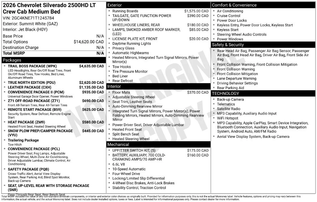 New 2026 White Chevrolet LT image 2