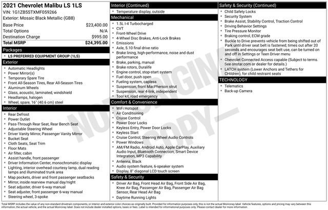 Used 2021 Mosaic Black Metallic Chevrolet LS image 27