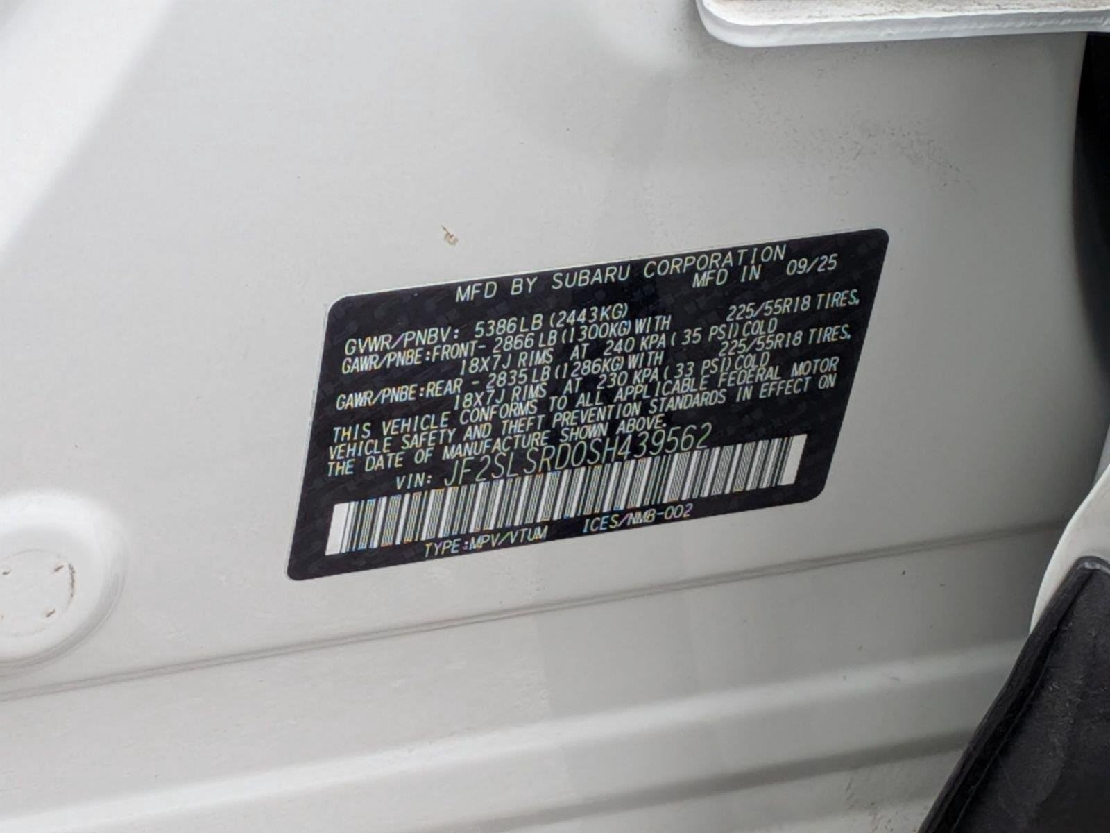 Used 2025 Crystal White Pearl Subaru Limited Hybrid image 39