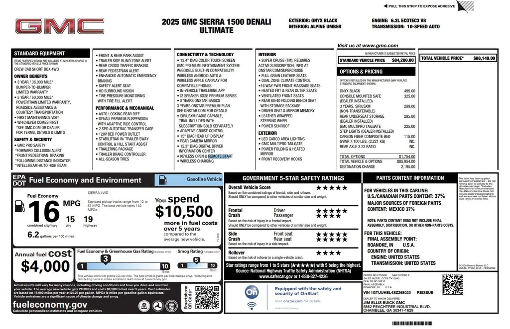 Used 2025 Black GMC Denali Ultimate image 3