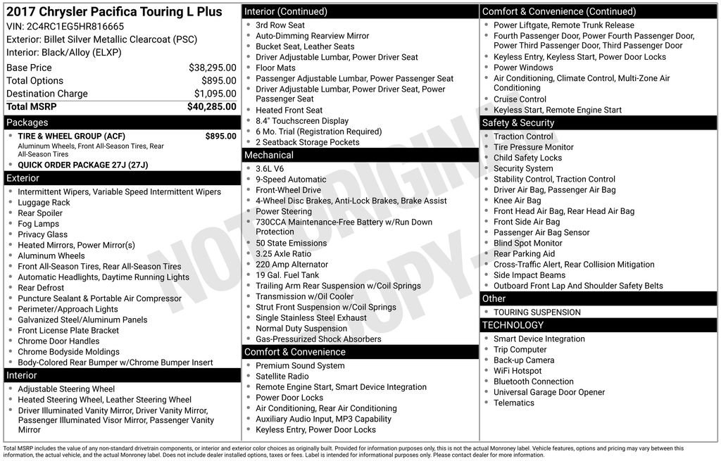 Used 2017 Silver Chrysler Touring L Plus image 9
