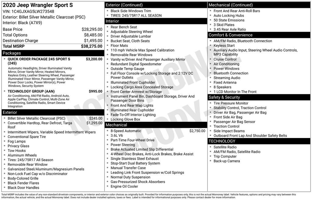 Certified Used 2020 Billet Silver Metallic Clearcoat Jeep Sport S image 39