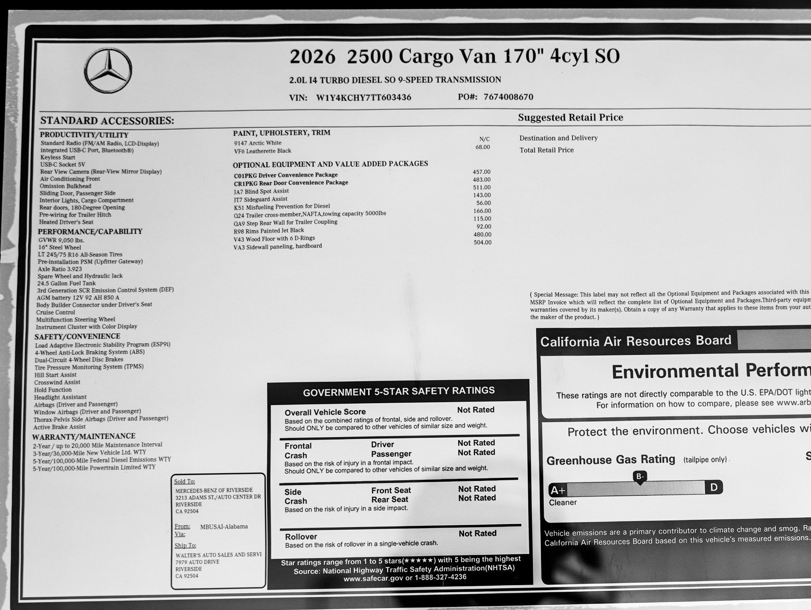 New 2026 Arctic+White Mercedes-Benz 2500 High Roof I4 Diesel 170 RWD image 25