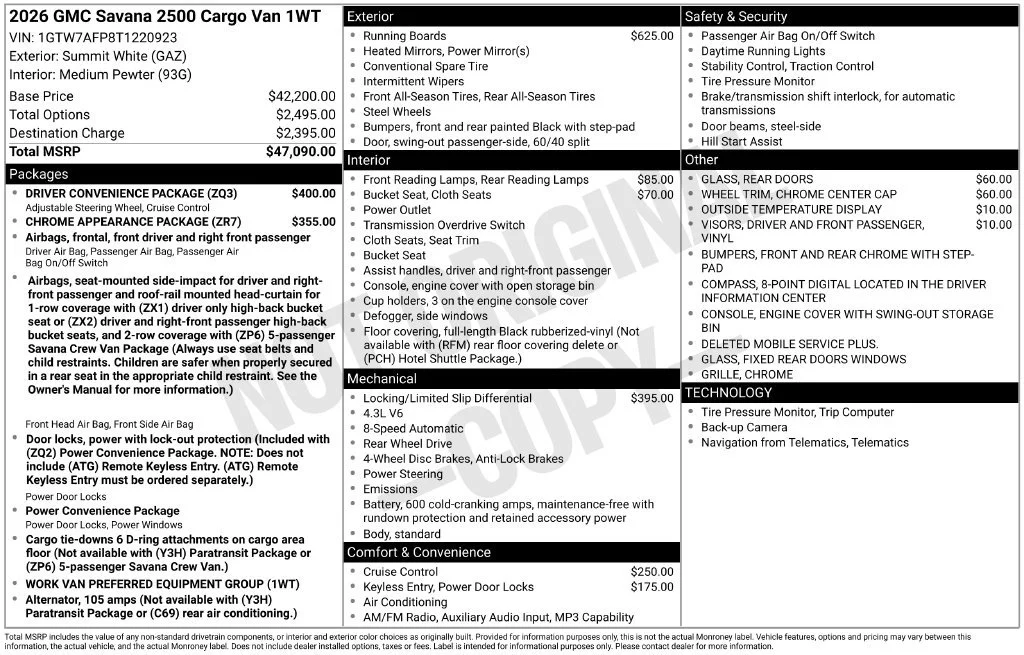 2026 GMC Savana Cargo Work Van - Photo 52