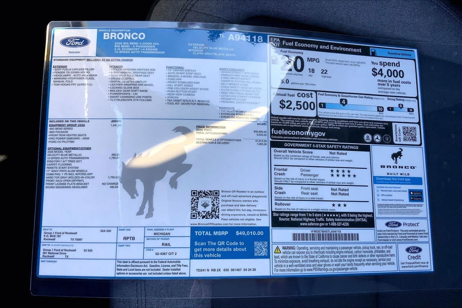 New 2026 Velocity Blue Metallic Ford Big Bend® image 19