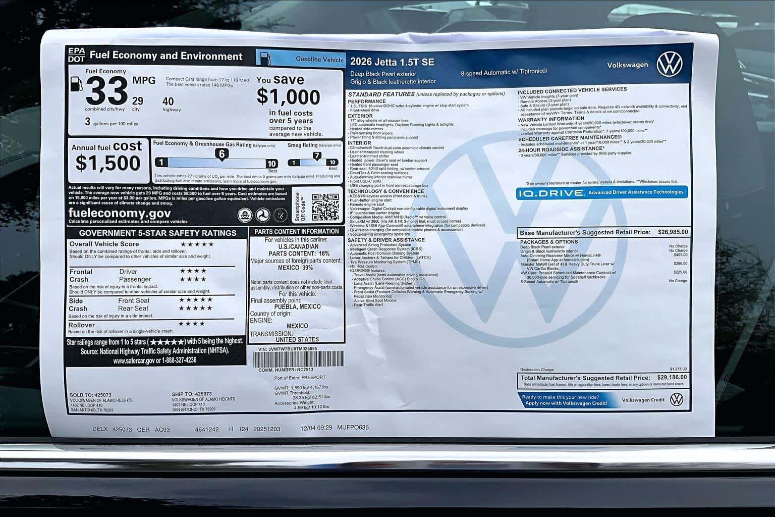 New 2026 Deep Black Pearl Volkswagen 1.5T SE image 19