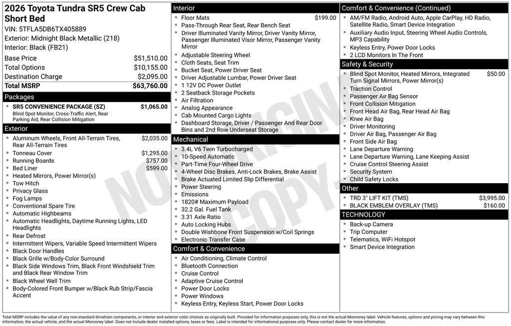 New 2026 Midnight Black Metallic Toyota  SR5 image 7