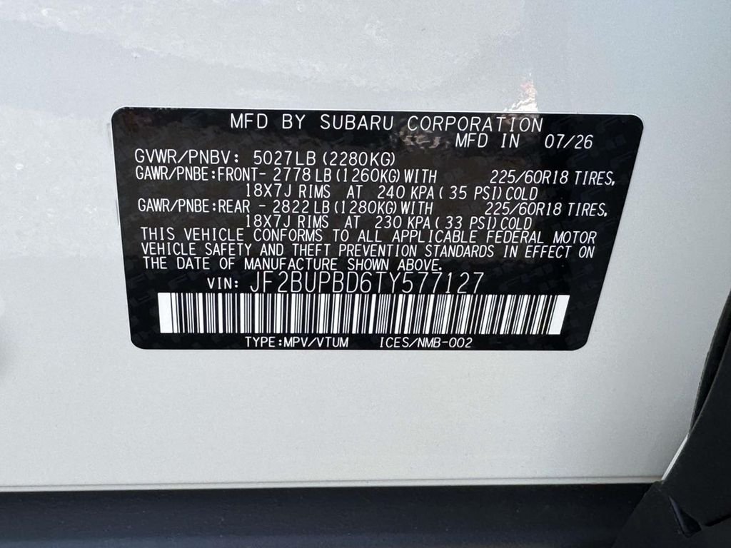 New 2026 CRYSTAL WHITE PEARL Subaru Premium image 25