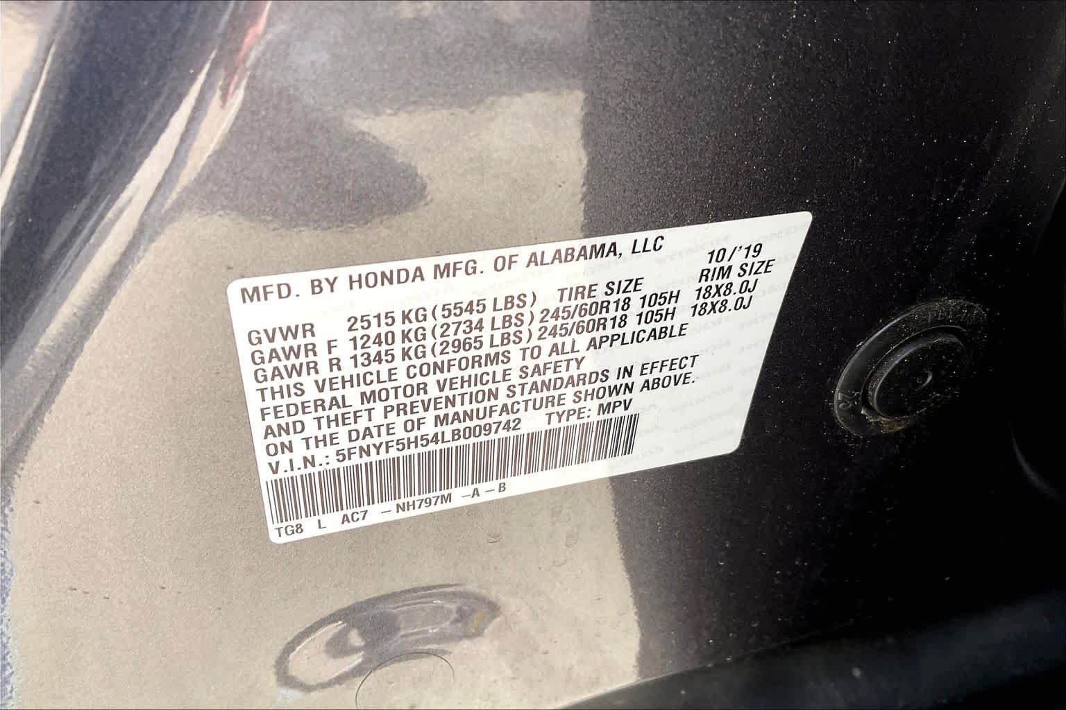 Used 2020 Modern Steel Metallic Honda EX-L image 34